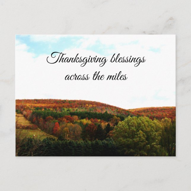 THANKSGIVING BLESSINGS ACROSS THE MILES  HOLIDAY POSTCARD (Front)