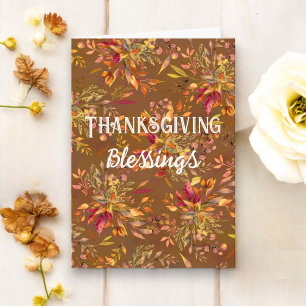 Thanksgiving Blessings Autumn Bouquet Fall Colours Card