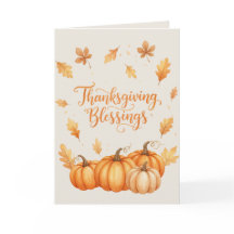 Thanksgiving Blessings Card – Cosy Autumn Watercol