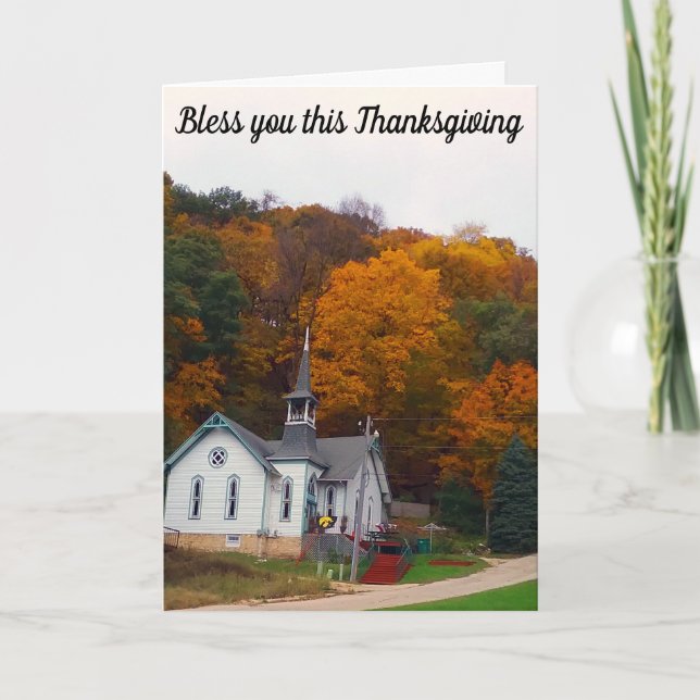 Thanksgiving Blessings, Church Holiday Card (Front)