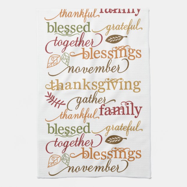 Thanksgiving Blessings Kitchen / Hand Towel (Vertical)