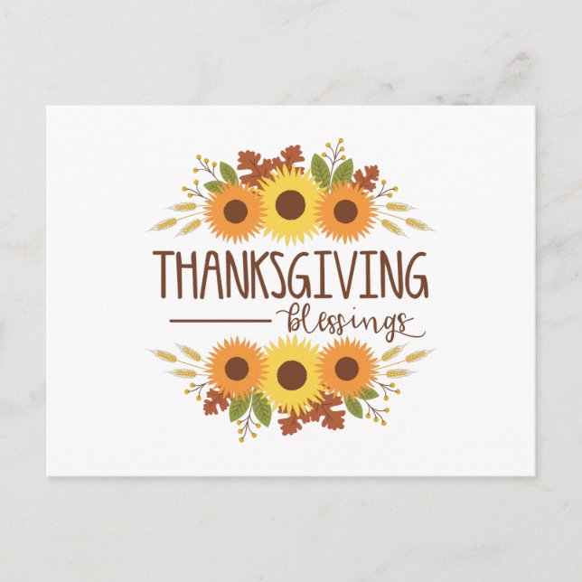 Thanksgiving Blessings Postcard (Front)
