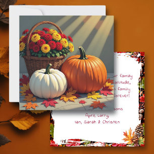 Thanksgiving Blessings Pumpkins, Mums, Fall Card
