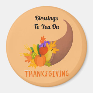 Thanksgiving Blessings Round Magnet