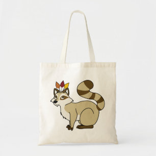 Thanksgiving Blonde Racoon with Indian Headdress Tote Bag