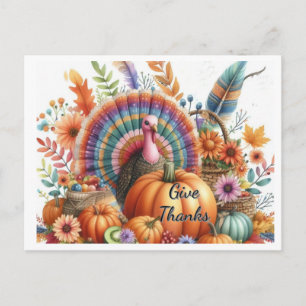 Thanksgiving Boho Tom Turkey  Postcard