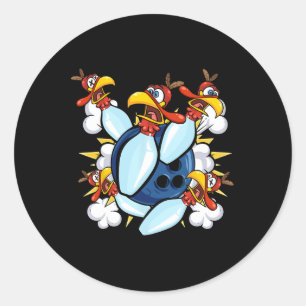 Thanksgiving Bowl Bowler Strike Pin Sport Turkey B Classic Round Sticker