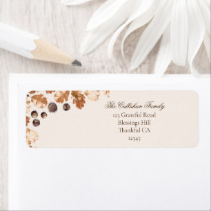 Thanksgiving Brown Autumn Leaves & Conkers Frame Return Address Label