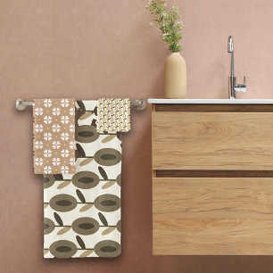 Thanksgiving Browns Floral Custom Name Bath Towel Set