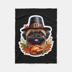 Thanksgiving Brussels Griffon Dog Owner Lover Funn Fleece Blanket