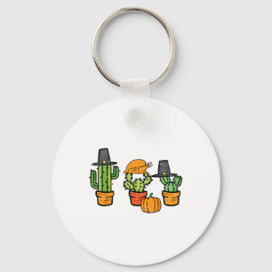 Thanksgiving Cactus Cute Succulent Plant Fall Men Key Ring