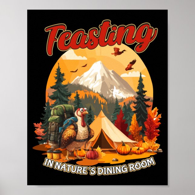 Thanksgiving Camping Turkey Hiking Lover Poster (Front)