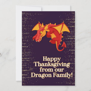 Thanksgiving card, Dragon illustration, Holiday Card