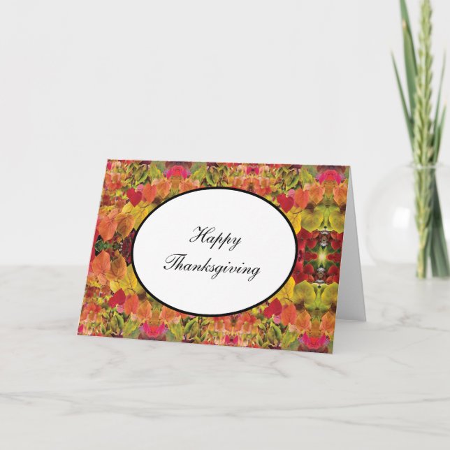 Thanksgiving Card Fall Redbud Leaves (Front)