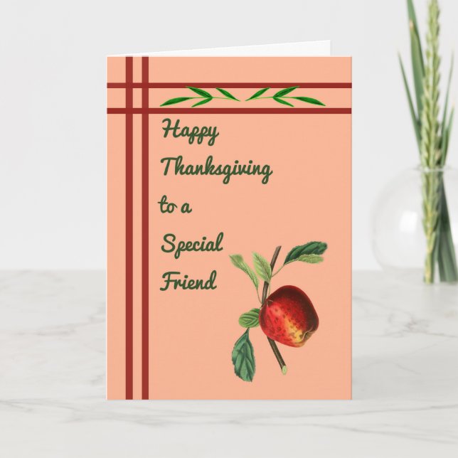 Thanksgiving Card for a Special Friend with Apple (Front)
