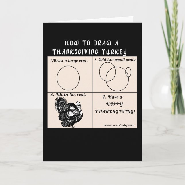 Thanksgiving Card Humour Draw a Turkey (Front)