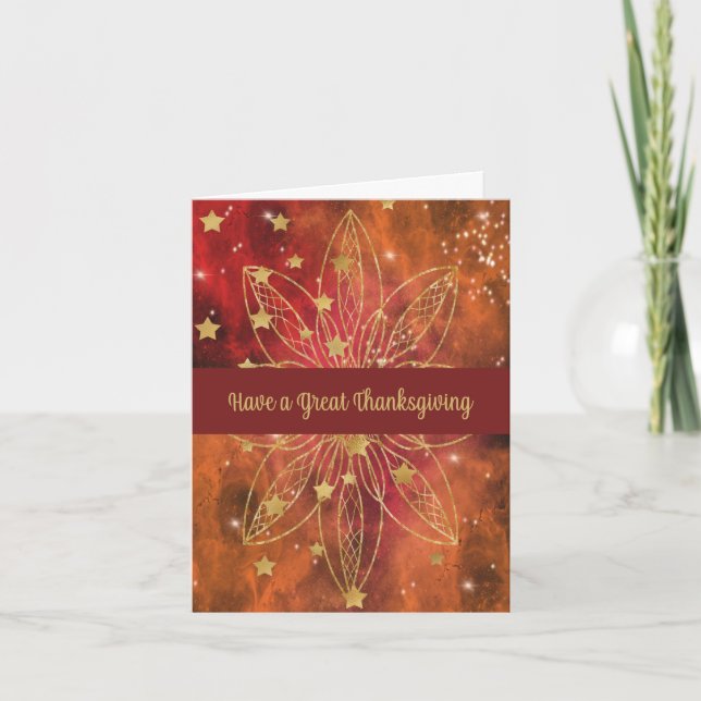 Thanksgiving Card in Gold and Bronze Colours (Front)