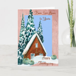 Thanksgiving Card with A-Frame House