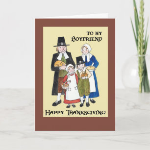 Thanksgiving Card with Pilgrims for Boyfriend