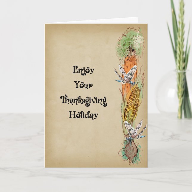 Thanksgiving Card with Vegetables & Dragonflies  (Front)