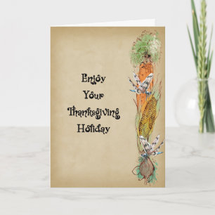 Thanksgiving Card with Vegetables & Dragonflies 