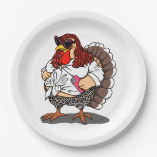 Thanksgiving, Cartoon Diva Turkey, Paper Plate