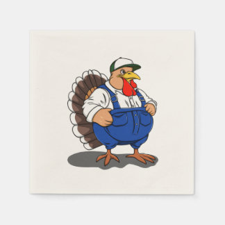 Thanksgiving, Cartoon Farmer Turkey, Napkin