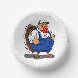 Thanksgiving, Cartoon Farmer Turkey, Paper Plate