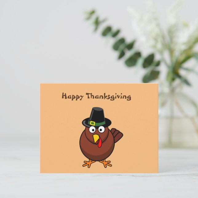 Thanksgiving Cartoon Turkey Postcard (Standing Front)