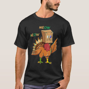 Thanksgiving Cat Fake Cat Meow Funny Thanksgiving T-Shirt