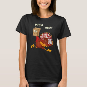Thanksgiving Cat  Fake Cat Meow Thanksgiving Turke T-Shirt