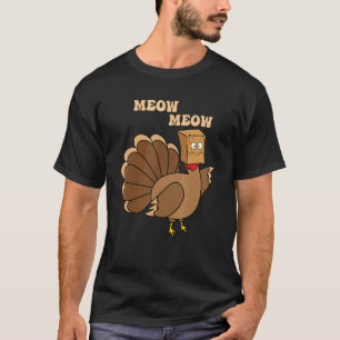Thanksgiving Cat  Fake Cat Meow Thanksgiving Turke T-Shirt