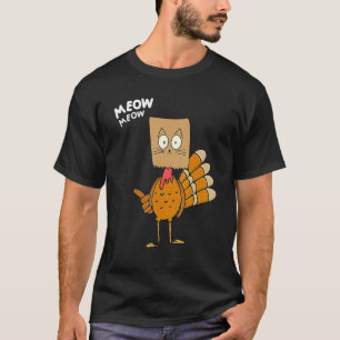 Thanksgiving Cat Fake Cat Meow Thanksgiving Turkey T-Shirt
