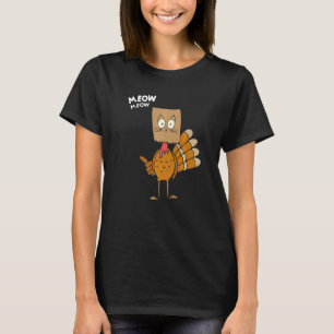 Thanksgiving Cat Fake Cat Meow Thanksgiving Turkey T-Shirt