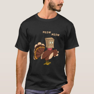 Thanksgiving Cat Funny Fake Cat Meow Thanksgiving T-Shirt