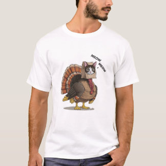 Thanksgiving Cat Funny Turkey Fake Cat Meow Im Cat T-Shirt