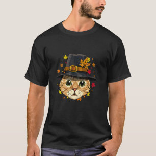 Thanksgiving Cat Pilgrim Costume T-Shirt