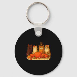 Thanksgiving Cats Dinner Pumpkin Autumn Men Women  Key Ring