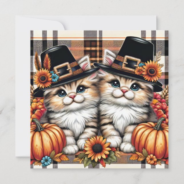 Thanksgiving Cats Greeting Card (Front)