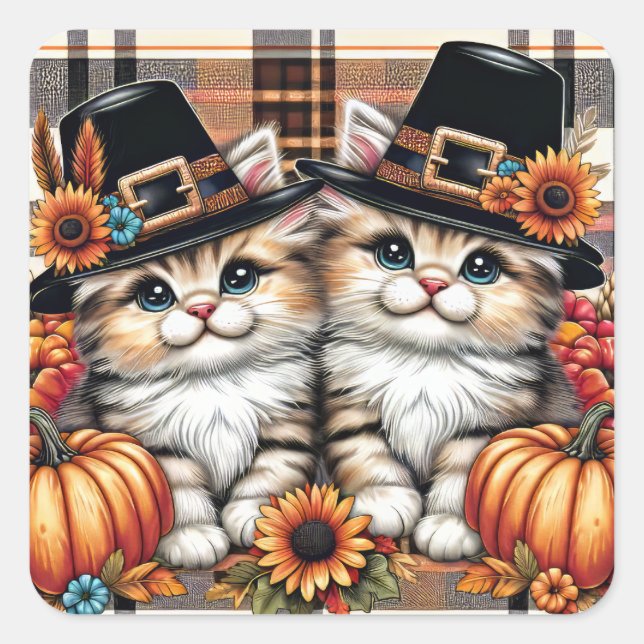 Thanksgiving Cats Stickers (Front)