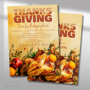 Thanksgiving Celebration Dinner Autumn Harvest Invitation
