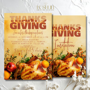 Thanksgiving Celebration Dinner Autumn Harvest Invitation
