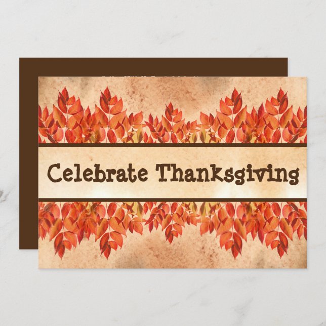Thanksgiving Celebration Dinner Party Invitation (Front/Back)