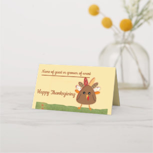Thanksgiving Celebration, with Cartoon Turkey Place Card