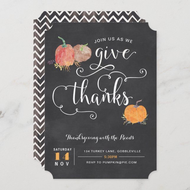 Thanksgiving chalkboard Invitation (Front/Back)