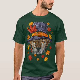 Thanksgiving Cheetah Pilgrim Costume Fall Autumn T-Shirt