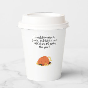 Thanksgiving Chef cook funny quote with turkey Paper Cups