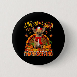 Thanksgiving Chihuahua Wearing Turkey Costume Fall 6 Cm Round Badge