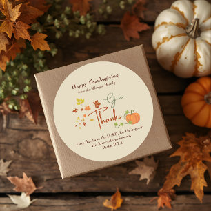 Thanksgiving Christian Custom Name Gift Classic Round Sticker