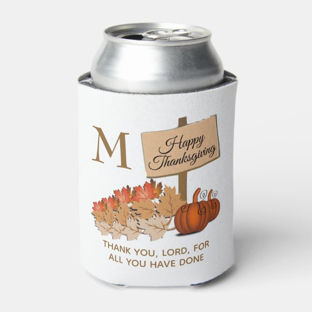 THANKSGIVING Christian Monogram  Can Cooler (Can Front)